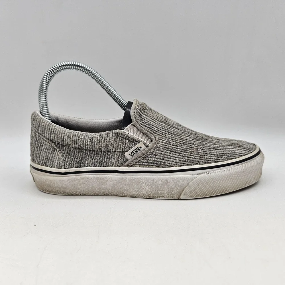 Vans Classic Slip-On Shoes Mens Size 5‎ Gray Corduroy Low Top Skate Sneakers
